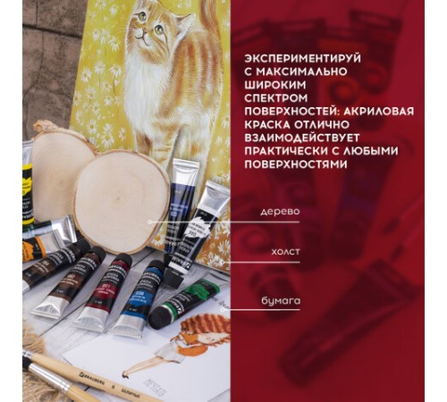 Краски акриловые художественные BRAUBERG ART CLASSIC, НАБОР 24 цвета по 12 мл, в тубах, 191124