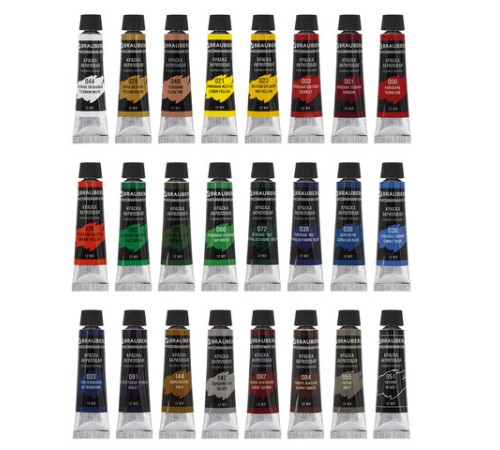 Краски акриловые художественные BRAUBERG ART CLASSIC, НАБОР 24 цвета по 12 мл, в тубах, 191124