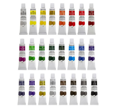 Краски акриловые художественные BRAUBERG ART DEBUT, НАБОР 24 цвета по 12 мл, в тубах, 191127