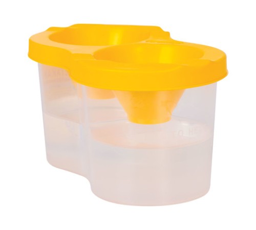 Стакан-непроливайка ЮНЛАНДИЯ, двойной, желтая крышка, 191313