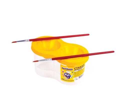 Стакан-непроливайка ЮНЛАНДИЯ, двойной, желтая крышка, 191313