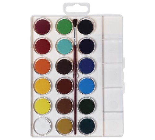 Краски акварельные JOVI (Испания), 18 цветов, с кистью, пластиковая коробка, европодвес, 800/18