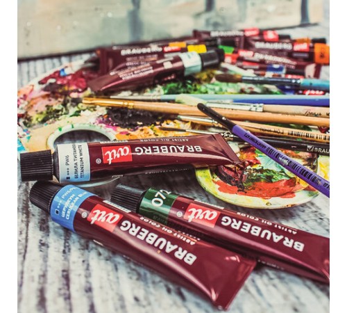 Краски масляные художественные BRAUBERG ART PREMIERE, 18 цв. по 12 мл, в тубах, 191456