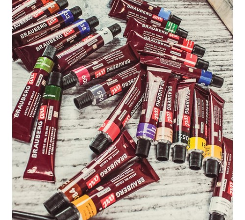 Краски масляные художественные BRAUBERG ART PREMIERE, 24 цв. по 12 мл, в тубах, 191457