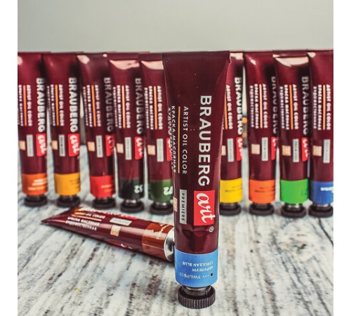 Краски масляные художественные BRAUBERG ART PREMIERE, 12 цв. по 22 мл, в тубах, 191458