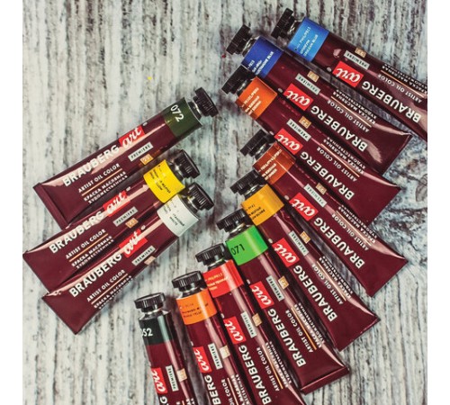 Краски масляные художественные BRAUBERG ART PREMIERE, 12 цв. по 22 мл, в тубах, 191458