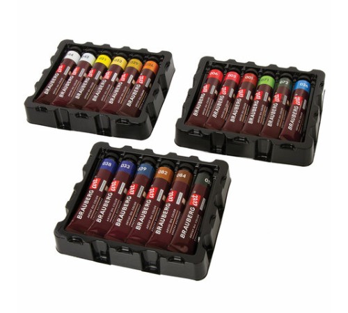 Краски масляные художественные BRAUBERG ART PREMIERE, 18 цв. по 22 мл, в тубах, 191459