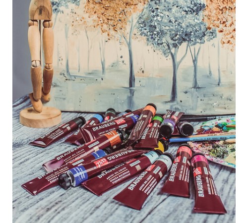 Краски масляные художественные BRAUBERG ART PREMIERE, 24 цв. по 22 мл, в тубах, 191460