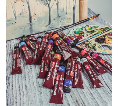 Краски масляные художественные BRAUBERG ART PREMIERE, 24 цв. по 22 мл, в тубах, 191460