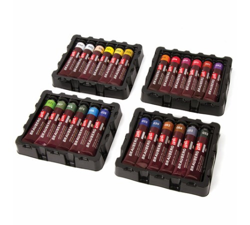 Краски масляные художественные BRAUBERG ART PREMIERE, 24 цв. по 22 мл, в тубах, 191460