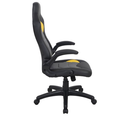 Кресло компьютерное BRABIX "Skill GM-005", откидные подлокотники, экокожа, черное/желтое, 532494 Кресло компьютерное BRABIX "Skill GM-005", откидные подлокотники, экокожа, черное/желтое, 532494