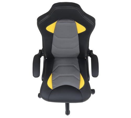 Кресло компьютерное BRABIX "Skill GM-005", откидные подлокотники, экокожа, черное/желтое, 532494 Кресло компьютерное BRABIX "Skill GM-005", откидные подлокотники, экокожа, черное/желтое, 532494