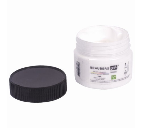Гуашь художественная 1 шт., BRAUBERG ART CLASSIC,,баночка 100 мл, БЕЛИЛА ТИТАНОВЫЕ, 191582