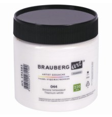 Гуашь художественная 1 шт., BRAUBERG ART CLASSIC, баночка 220 мл, БЕЛИЛА ТИТАНОВЫЕ, 191583