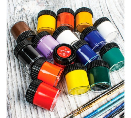Гуашь художественная BRAUBERG ART CLASSIC, НАБОР 16 цветов в баночках по 22 мл, 191584