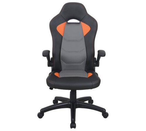 Кресло компьютерное BRABIX "Skill GM-005", откидные подлокотники, экокожа, черное/оранжевое, 532495 Кресло компьютерное BRABIX "Skill GM-005", откидные подлокотники, экокожа, черное/оранжевое, 532495