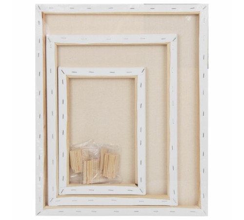 Холсты на подрамнике BRAUBERG ART CLASSIC, НАБОР 3 шт., 380 г/м2, 100% хлопок, среднее зерно, 191655