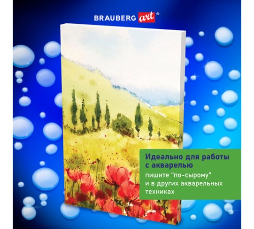 Холст на подрамнике акварельный BRAUBERG ART CLASSIC,20х30, 240г/м, 100% хлопок,мелкое зерно, 191667