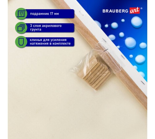 Холст на подрамнике акварельный BRAUBERG ART CLASSIC, 30х40, 240г/м, 100% хлопок,мелкое зерно 191668
