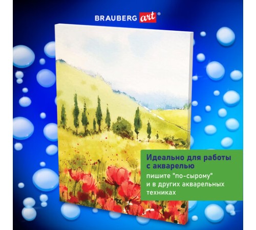 Холст на подрамнике акварельный BRAUBERG ART CLASSIC, 30х40, 240г/м, 100% хлопок,мелкое зерно 191668