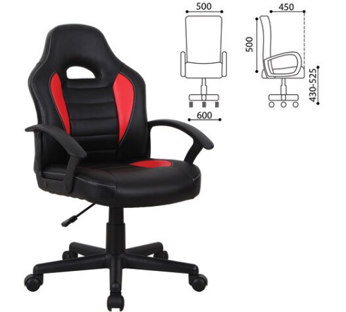 Кресло компьютерное BRABIX "Spark GM-201", экокожа, черное/красное, 532503 Кресло компьютерное BRABIX "Spark GM-201", экокожа, черное/красное, 532503