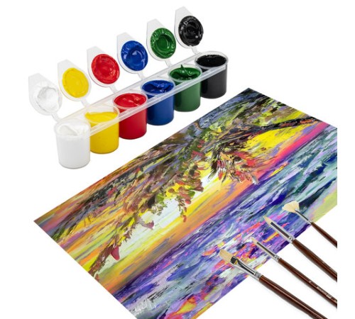 Краски акриловые для рисования и хобби ОСТРОВ СОКРОВИЩ 6 цветов по 25 мл, 191688