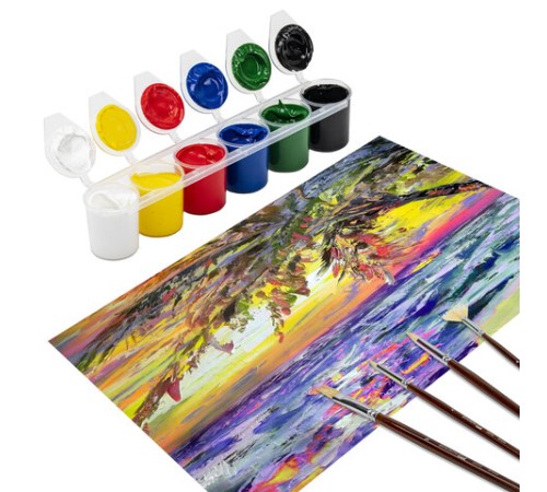 Краски акриловые для рисования и хобби ОСТРОВ СОКРОВИЩ 12 цветов по 25 мл, 191689