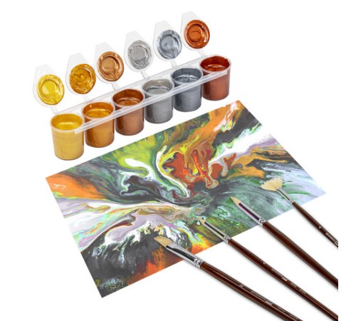 Краски акриловые МЕТАЛЛИК для рисования и хобби ОСТРОВ СОКРОВИЩ 6 цветов по 25 мл, 191691