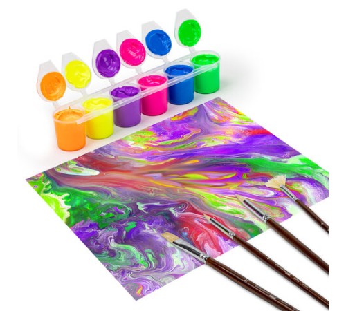 Краски акриловые НЕОН для рисования и хобби ОСТРОВ СОКРОВИЩ 6 цветов по 25 мл, 191692