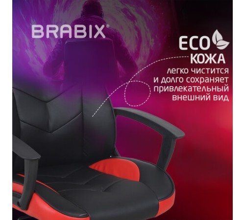 Кресло компьютерное BRABIX "Fighter GM-008", экокожа, черное/красное, 532506 Кресло компьютерное BRABIX "Fighter GM-008", экокожа, черное/красное, 532506