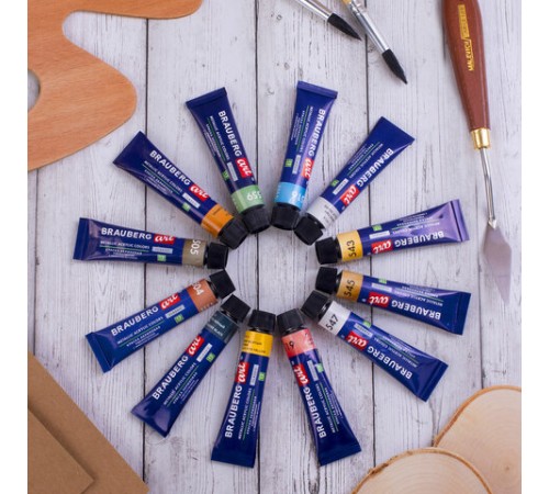 Краски акриловые художественные металлик BRAUBERG ART CLASSIC, НАБОР 12 шт, в тубах 12 мл, 191719