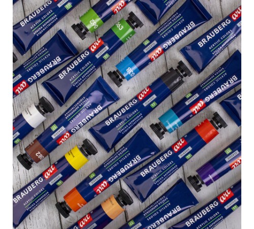 Краски акриловые художественные BRAUBERG ART CLASSIC, НАБОР 24 шт, 21 цвет, в тубах 22 мл, 191722