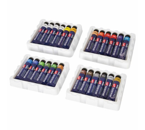 Краски акриловые художественные BRAUBERG ART CLASSIC, НАБОР 24 шт, 21 цвет, в тубах 22 мл, 191722