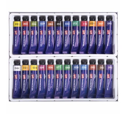 Акварель художественная в тубах НАБОР 24 цвета по 12 мл, BRAUBERG ART CLASSIC, 191765