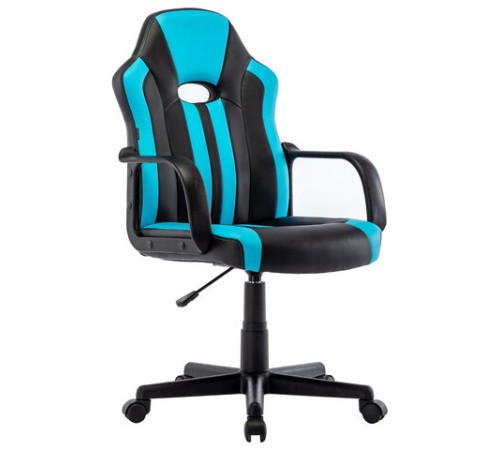 Кресло компьютерное BRABIX "Stripe GM-202", экокожа, черное/голубое, 532509 Кресло компьютерное BRABIX "Stripe GM-202", экокожа, черное/голубое, 532509