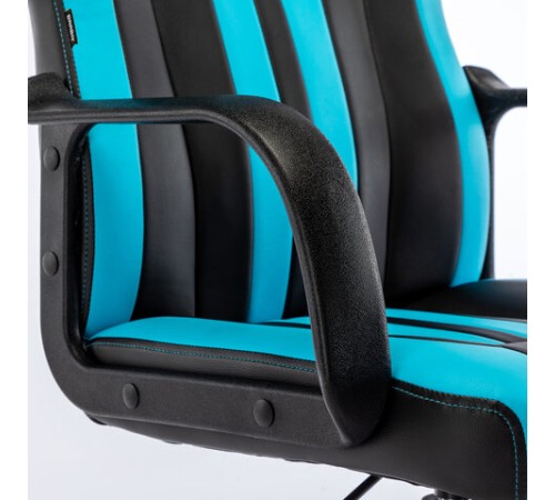 Кресло компьютерное BRABIX "Stripe GM-202", экокожа, черное/голубое, 532509 Кресло компьютерное BRABIX "Stripe GM-202", экокожа, черное/голубое, 532509