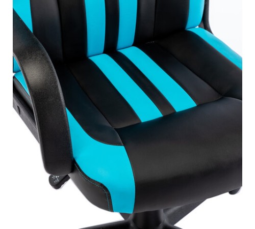 Кресло компьютерное BRABIX "Stripe GM-202", экокожа, черное/голубое, 532509 Кресло компьютерное BRABIX "Stripe GM-202", экокожа, черное/голубое, 532509