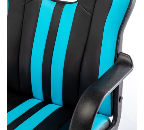 Кресло компьютерное BRABIX "Stripe GM-202", экокожа, черное/голубое, 532509 Кресло компьютерное BRABIX "Stripe GM-202", экокожа, черное/голубое, 532509