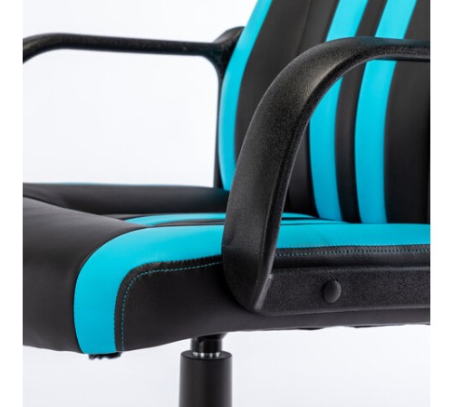 Кресло компьютерное BRABIX "Stripe GM-202", экокожа, черное/голубое, 532509 Кресло компьютерное BRABIX "Stripe GM-202", экокожа, черное/голубое, 532509