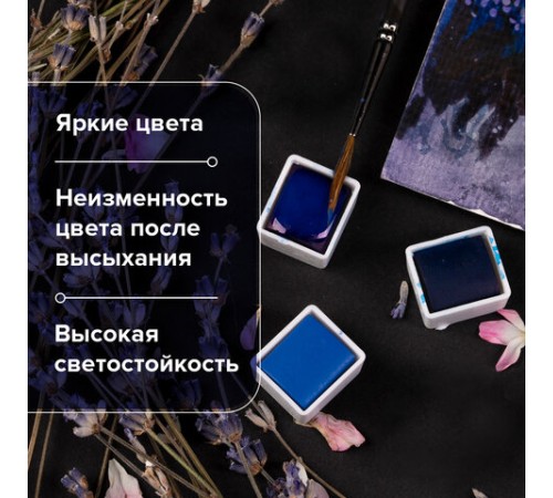 Акварель художественная кюветы НАБОР 18 цветов по 3,5 г, пластиковый кейс, BRAUBERG ART CLASSIC, 191769