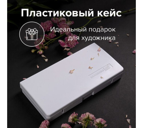 Акварель художественная кюветы НАБОР 18 цветов по 3,5 г, пластиковый кейс, BRAUBERG ART CLASSIC, 191769