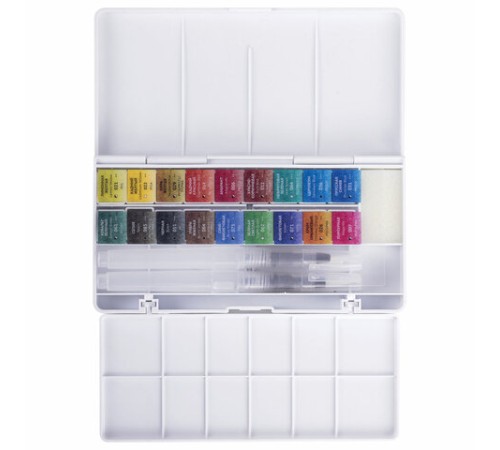 Акварель художественная кюветы НАБОР 18 цветов по 3,5 г, пластиковый кейс, BRAUBERG ART CLASSIC, 191769