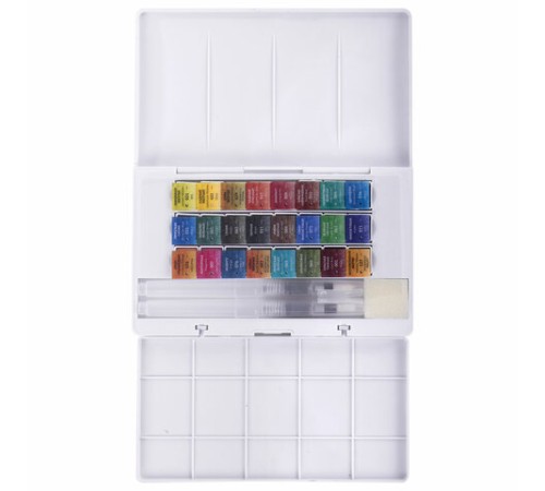 Акварель художественная кюветы НАБОР 24 цвета по 3,5 г, пластиковый кейс, BRAUBERG ART CLASSIC, 191770