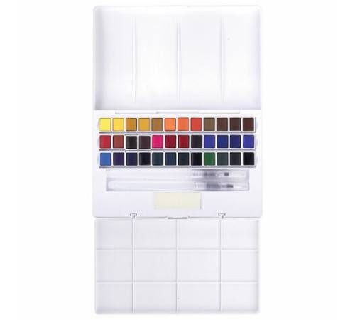 Акварель художественная кюветы НАБОР 36 цветов по 3,5 г, пластиковый кейс, BRAUBERG ART CLASSIC, 191771