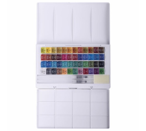 Акварель художественная кюветы НАБОР 48 цветов по 3,5 г, пластиковый кейс, BRAUBERG ART CLASSIC, 191772