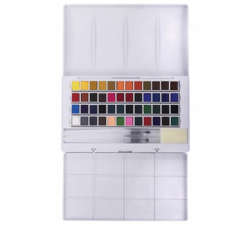 Акварель художественная кюветы НАБОР 48 цветов по 3,5 г, пластиковый кейс, BRAUBERG ART CLASSIC, 191772