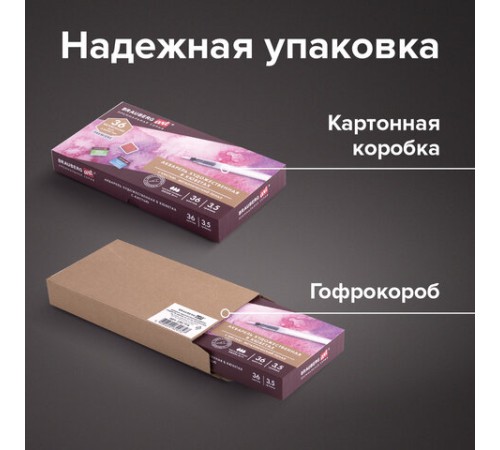 Акварель художественная кюветы НАБОР 36 цветов по 3,5 г, металлический кейс, BRAUBERG ART PREMIERE, 191774