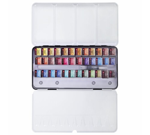 Акварель художественная кюветы НАБОР 36 цветов по 3,5 г, металлический кейс, BRAUBERG ART PREMIERE, 191774