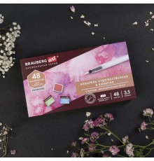 Акварель художественная кюветы НАБОР 48 цветов по 3,5 г, металлический кейс, BRAUBERG ART PREMIERE, 191775