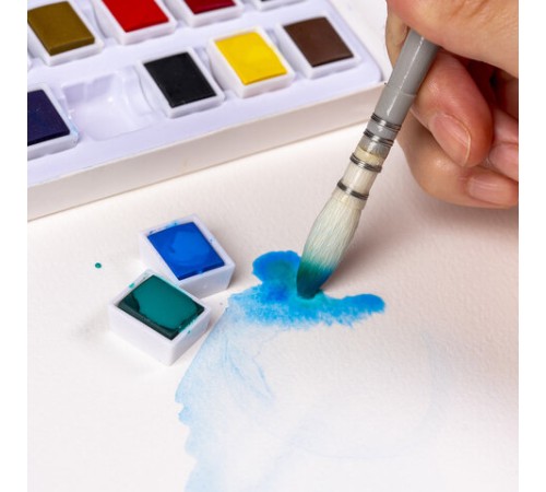 Акварель художественная в кюветах НАБОР 12 цветов по 2,5 г, BRAUBERG ART DEBUT, 191776